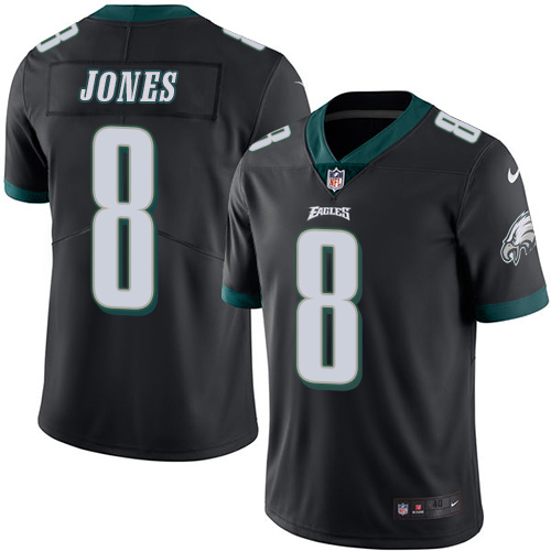 Men's Elite Donnie Jones Nike Jersey Black - #8 Rush NFL Philadelphia Eagles